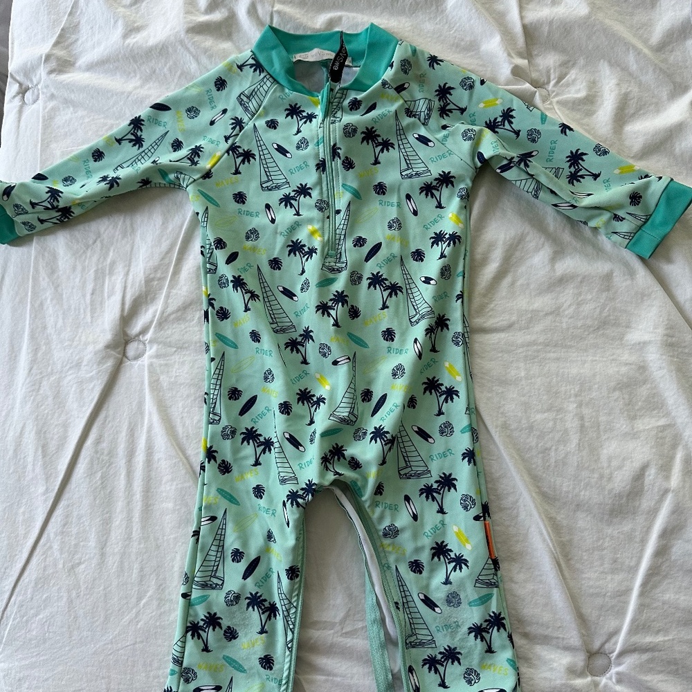 Boys Swim Protection Suit zip front long sleeve UV protection 9M-18M